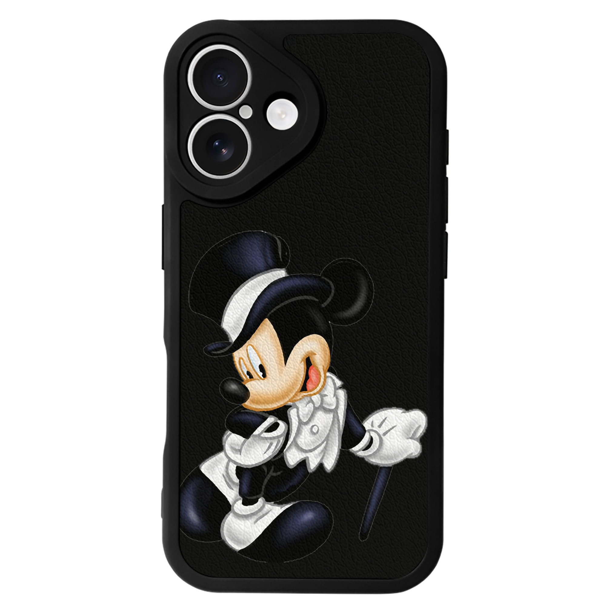 （画像用） ミッキーマウス Mickey Mouse 【iPhone 16シリーズ対応】シリコンスマホケース（レザー調） 材質：シリコン